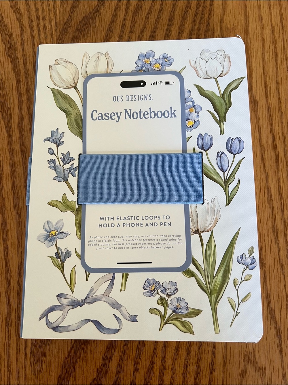 OCS Designs Casey Notebook Hardcover Journal in Light Blue Floral